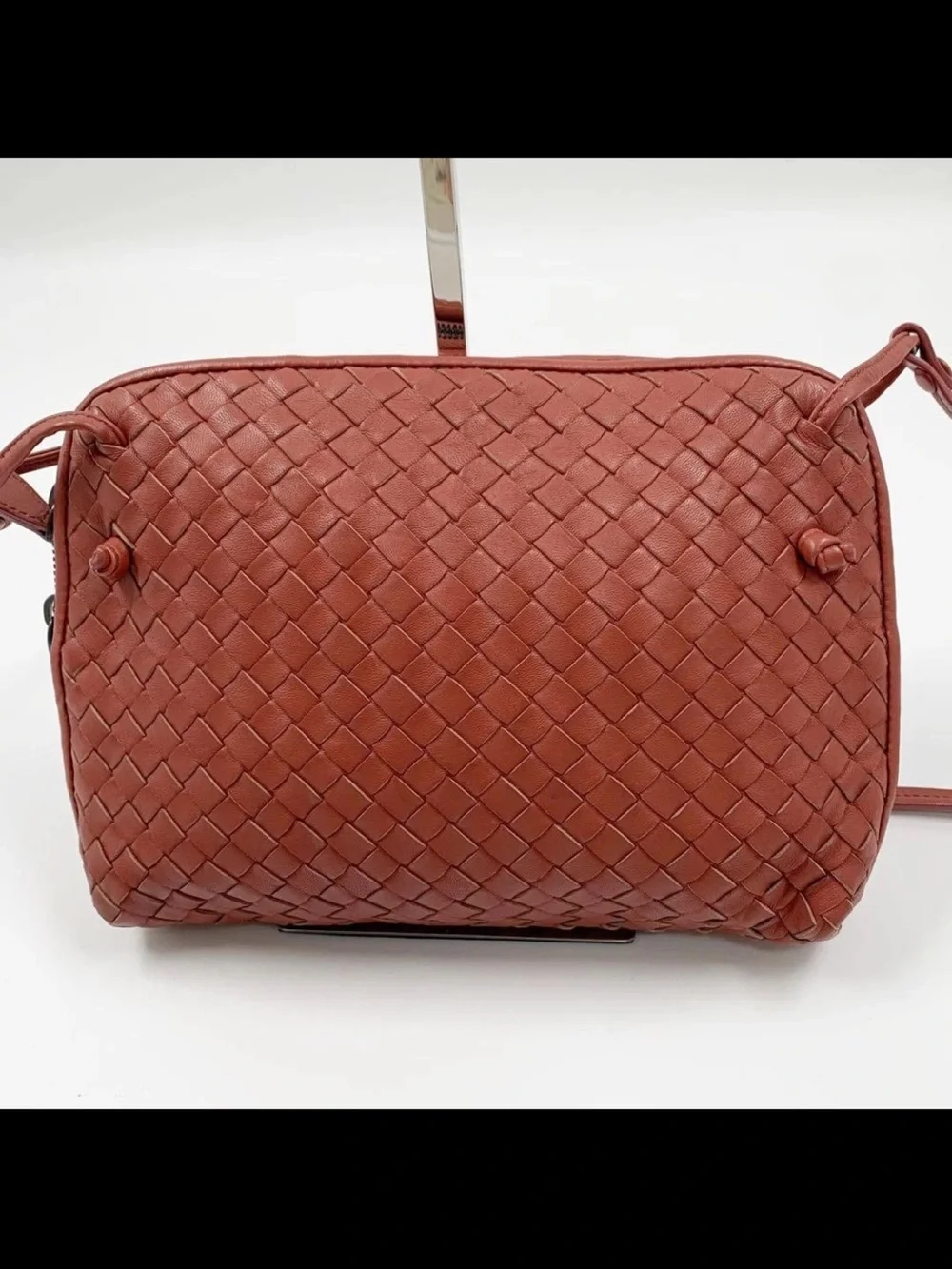 Bottega Veneta Woven Leather Crossbody in Terracotta